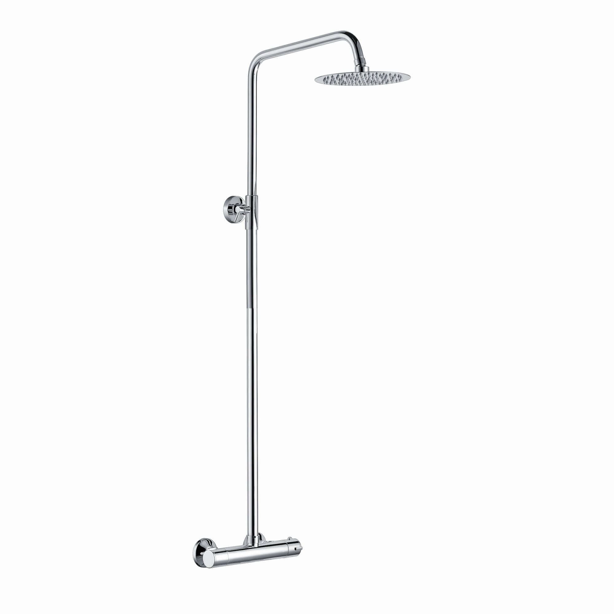 Buy Dune thermostatic bar shower set single outlet with ultra slim 200mm overhead shower - chrome Online UK | HOUSE OF ENKI